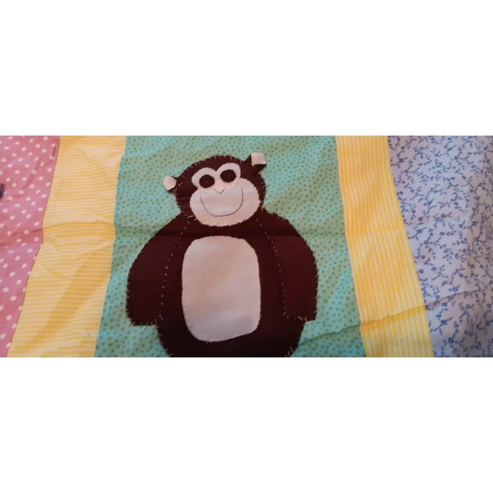 Childs Quilt Handmade Monkeys Patchwork Nursey Crib Lap Blanket Kidcore